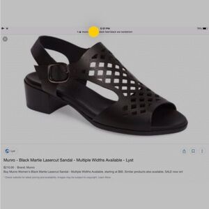 Munro 10 WW Extra Wide Black Martie Lasercut Sandals  Cute and Comfort Low Heel